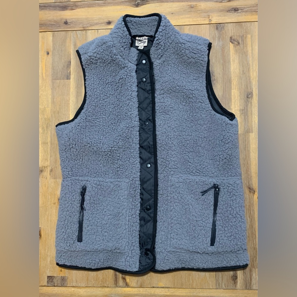 COMO VINTAGE Sherpa Vest - Medium - gray exterior black interior